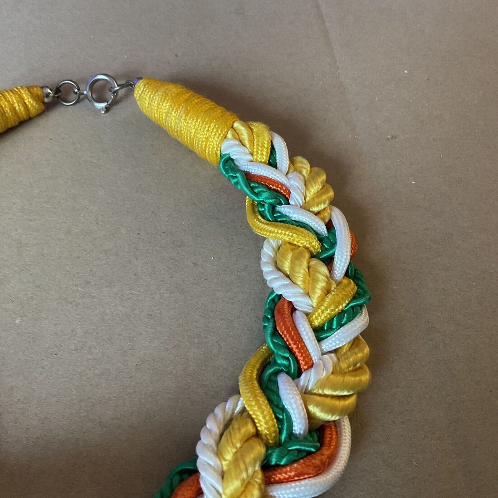 VINTAGE 18" CHUNKY NECKLACE CHOKER WHITE SEA SHELL Seashell Orange Green Yel Whi - Picture 5 of 11